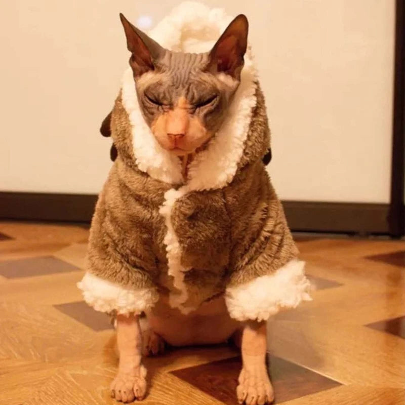 Winter Fleece Pet Hoodie – Warm Jumpsuit for Small Cats