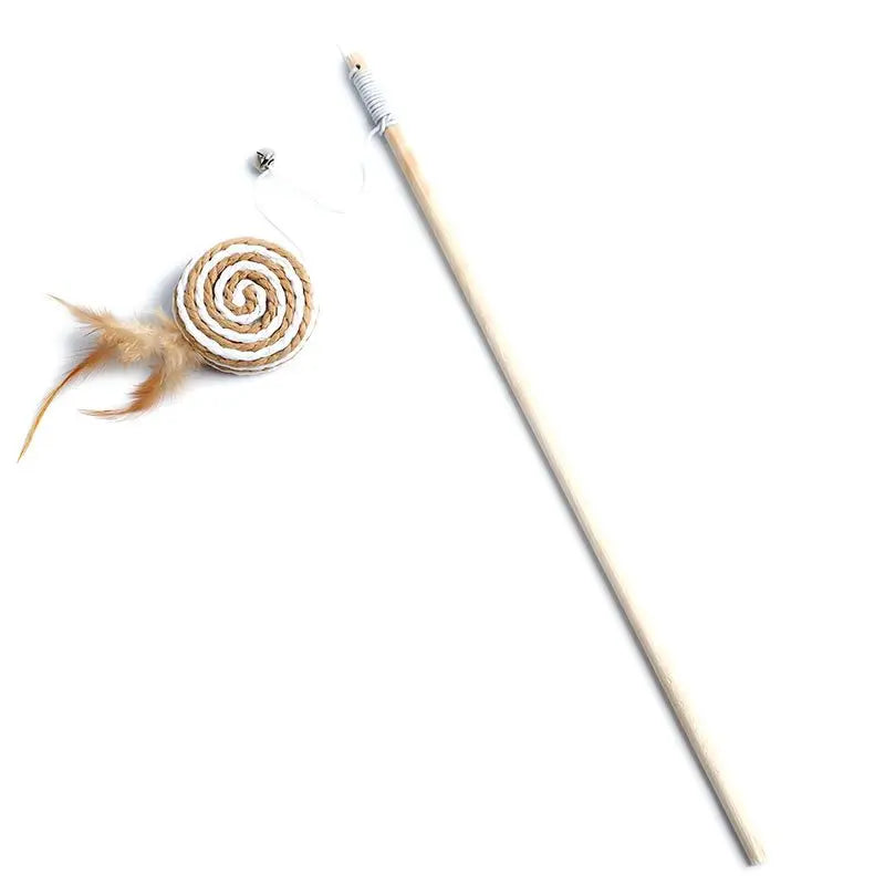 1PC Feather Cat Wand Toy – Colorful Interactive Teaser Stick for Kittens