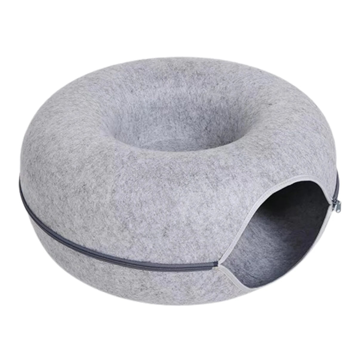 Felt Donut Cat Bed – 2-in-1 Hide & Play Tunnel for Cats