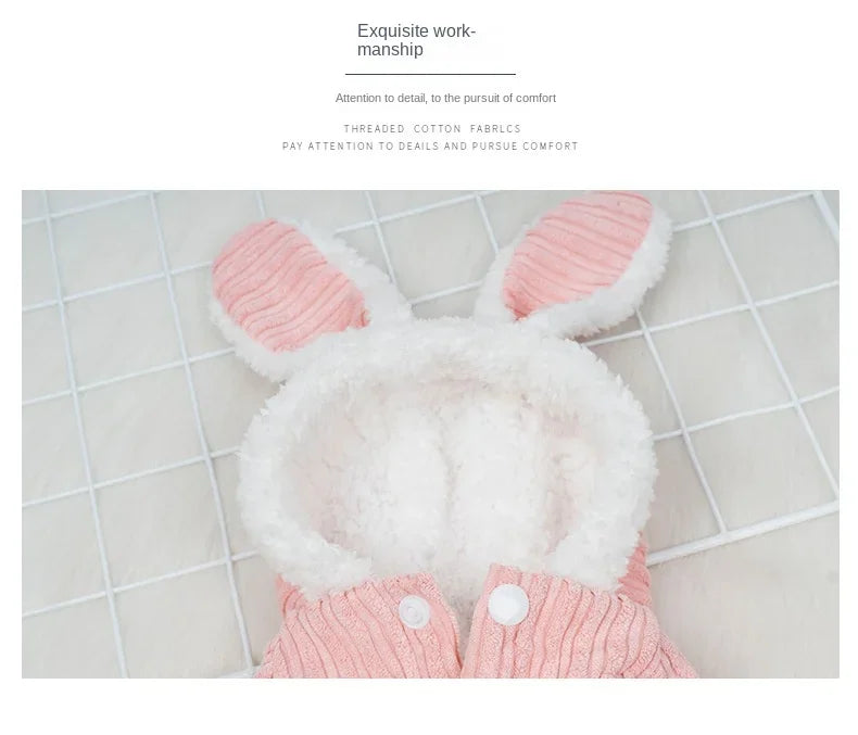 Warm Winter Pet Hoodie – Cute Bunny Coat for Kittens, Cats