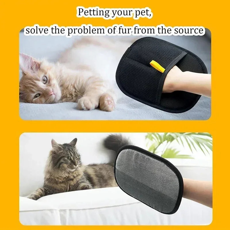 Pet Hair Removal Gloves – Electrostatic Grooming Brush for Cats & Dogs