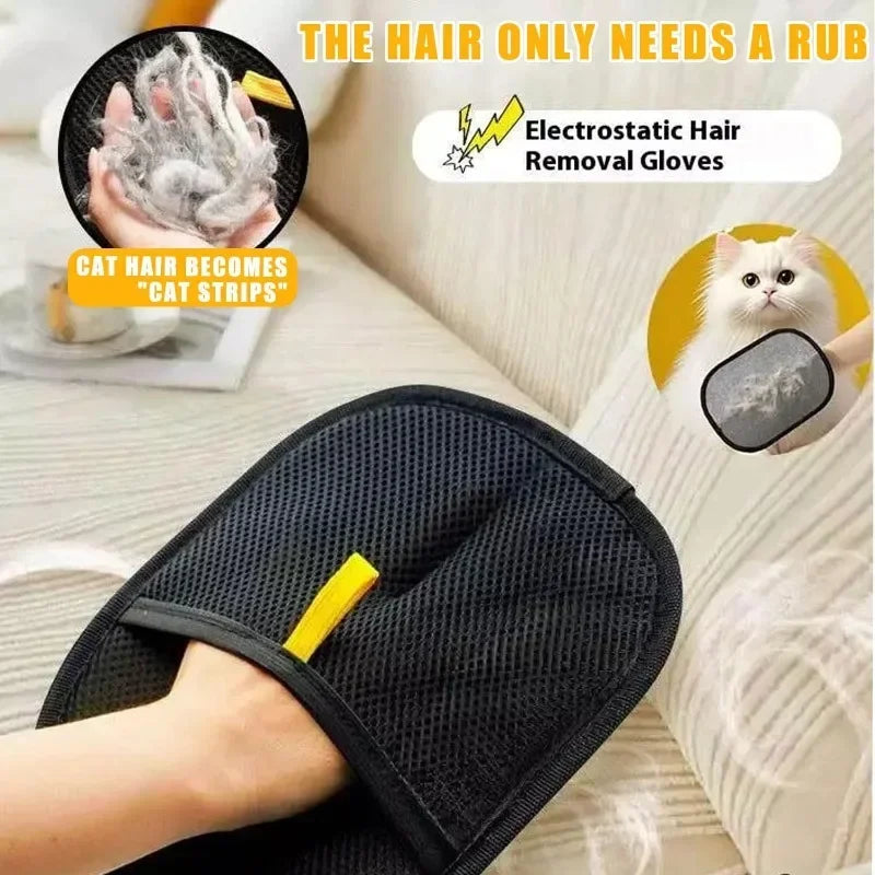 Pet Hair Removal Gloves – Electrostatic Grooming Brush for Cats & Dogs