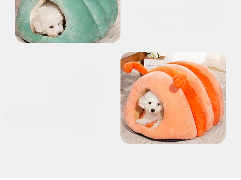 Cute Caterpillar Pet Bed – Warm Plush Foldable Cat  House, Soft and Washable