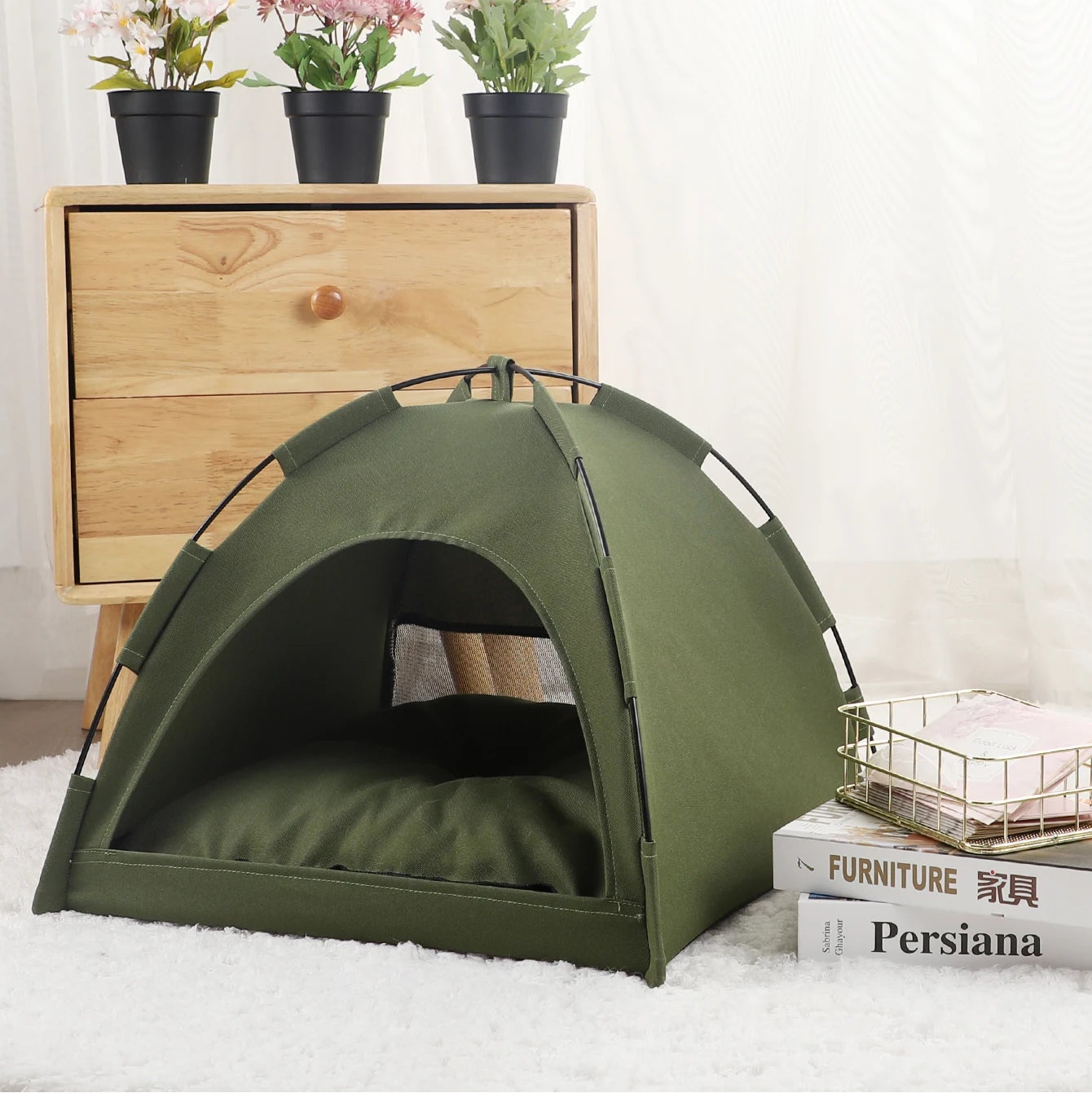 Pet Tent Bed – Warm Cat & Kitten House with Cushion, Sofa-Style Basket