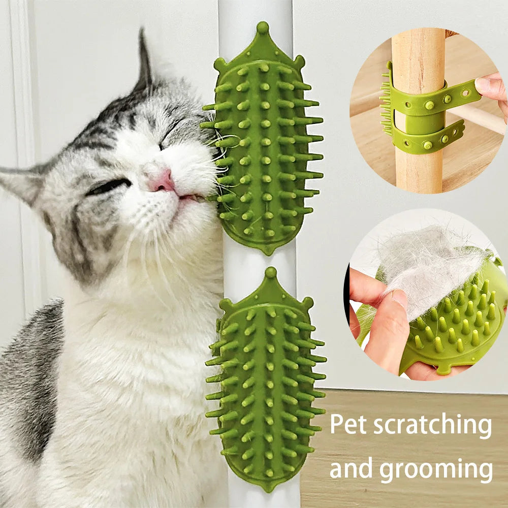 2-in-1 Pet Hair Removal & Massage Comb – Self-Cleaning Grooming Brush for Cats