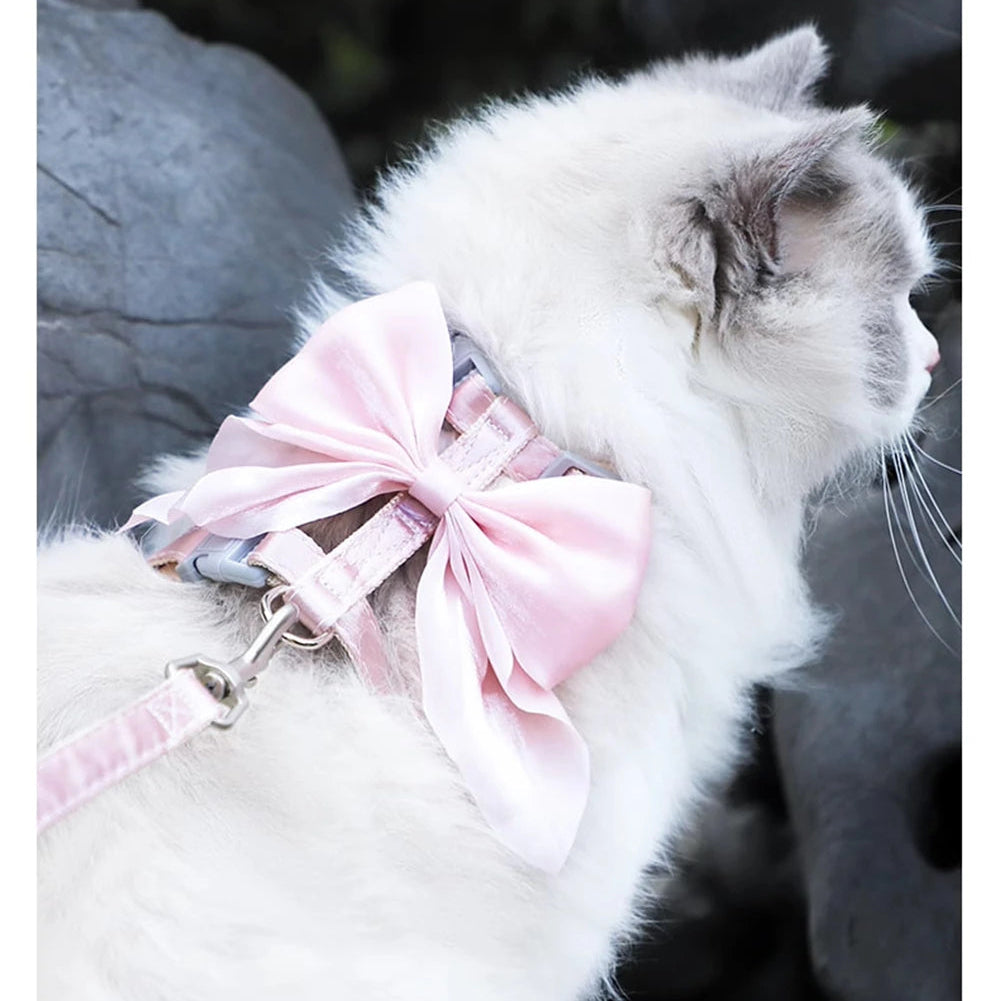 Bowknot Cat Harness – Cute Princess Dress-Style Harness with Leash for Kittens