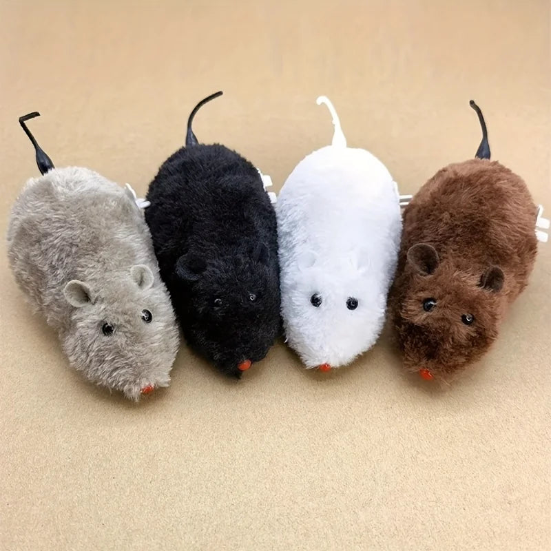 1/5PCS Plush Wind-Up Mouse Toy – Interactive Moving Animal Toy for Cats
