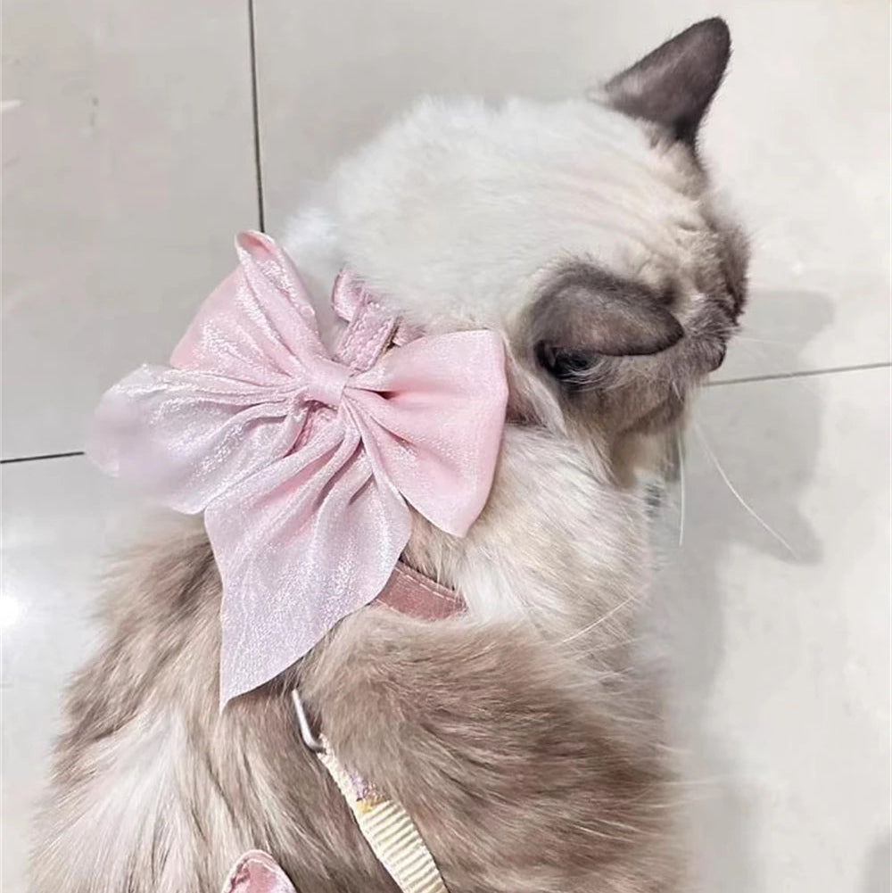 Bowknot Cat Harness – Cute Princess Dress-Style Harness with Leash for Kittens