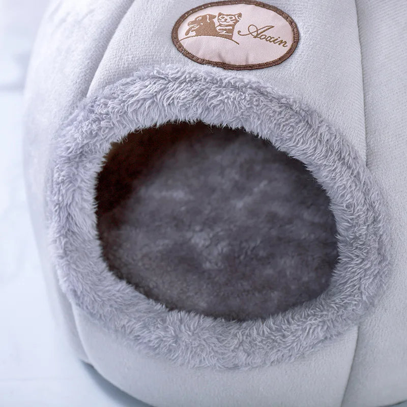 Deep Sleep Winter Pet Bed – Cozy Indoor Tent Nest for Cats