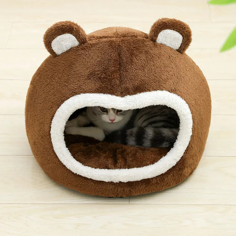 Funny Plush Cat Bed – Warm Soft Tent Cave for Kittens