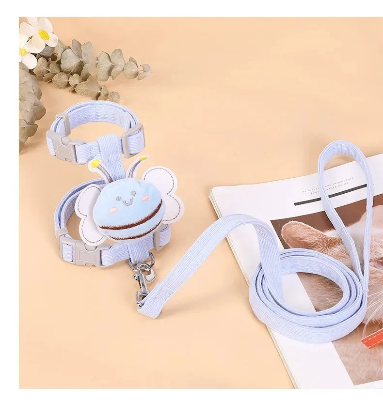 Cartoon Bee Cat Harness Set – Adjustable Double-Layer Leash for Small & Medium Pets
