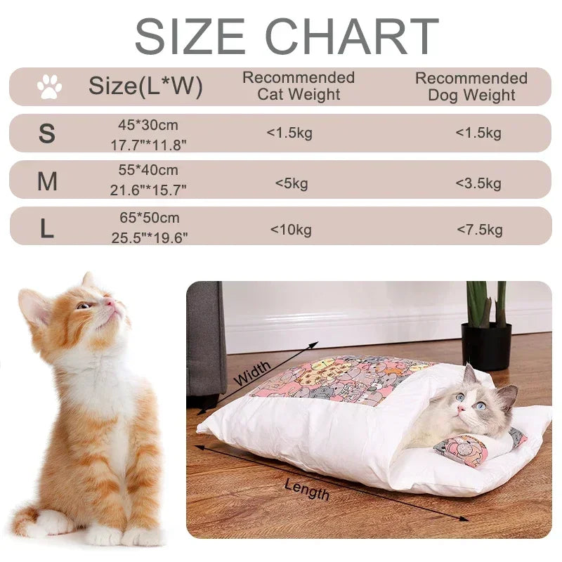 Kawaii Removable Cat Bed – Cozy Cave House for Adult Cats & Large Pets