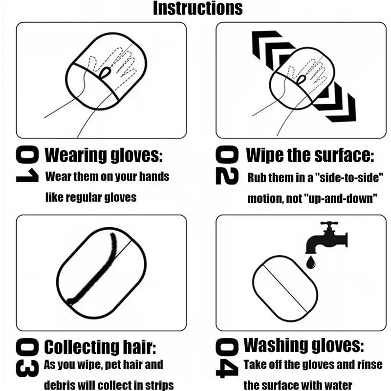 Pet Hair Removal Gloves – Electrostatic Grooming Brush for Cats & Dogs