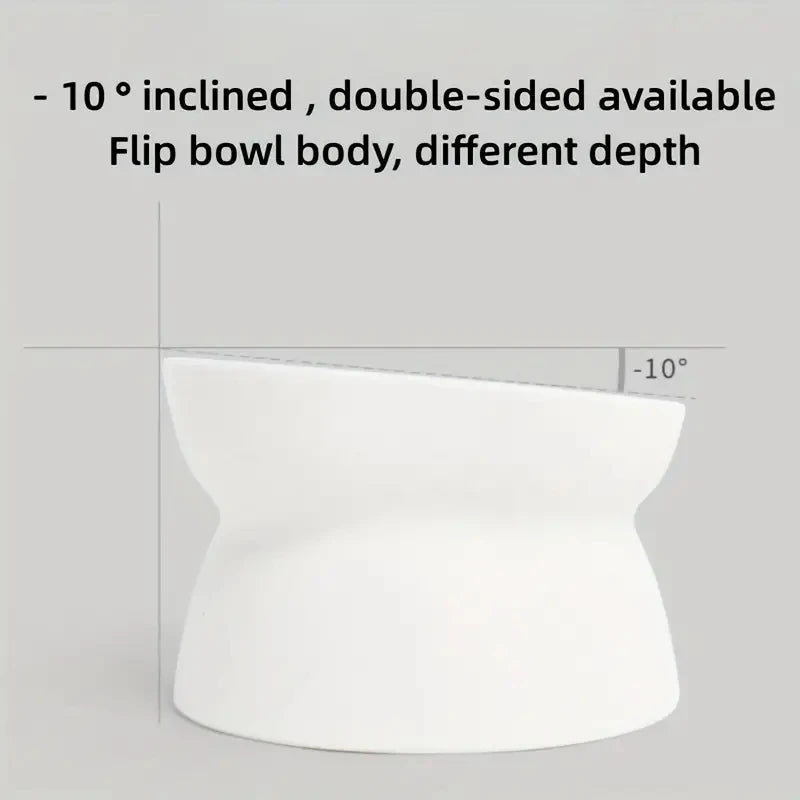 Classic Anti-Rollover Cat Bowl – Elevated Design with Wide Opening and Neck Protection