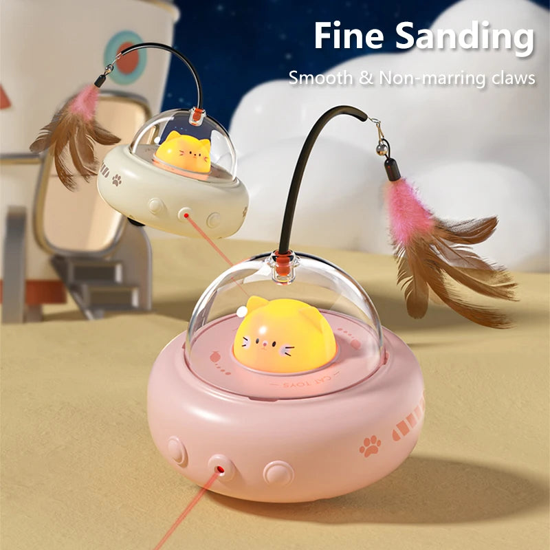 Electric Interactive Cat Toy – Rechargeable Feather Teaser Wand for Cats