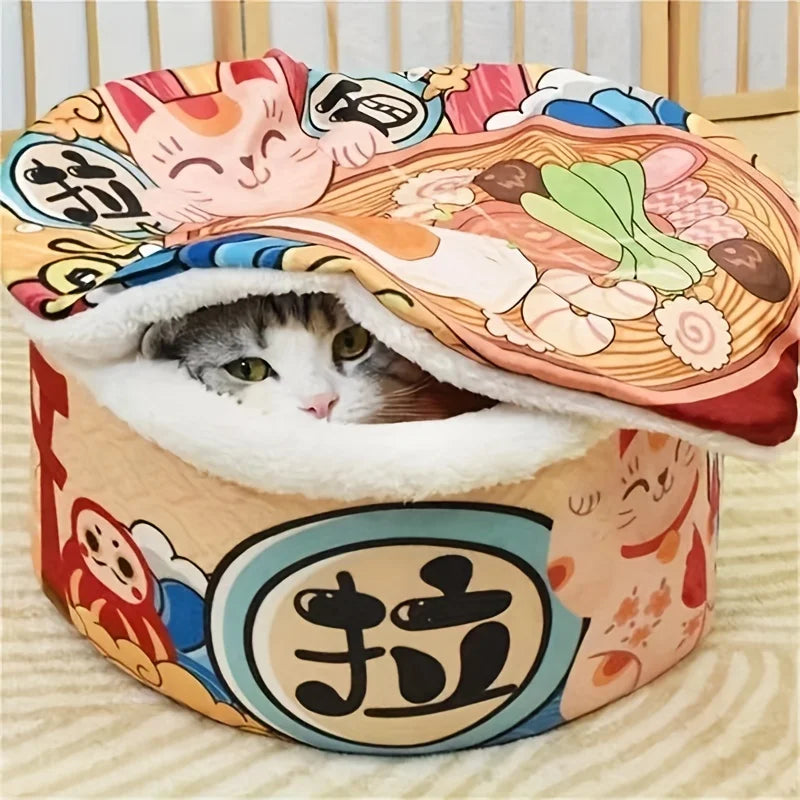 Super Large Cozy Pet Bed – Instant Noodle Style Warm Nest for Cats