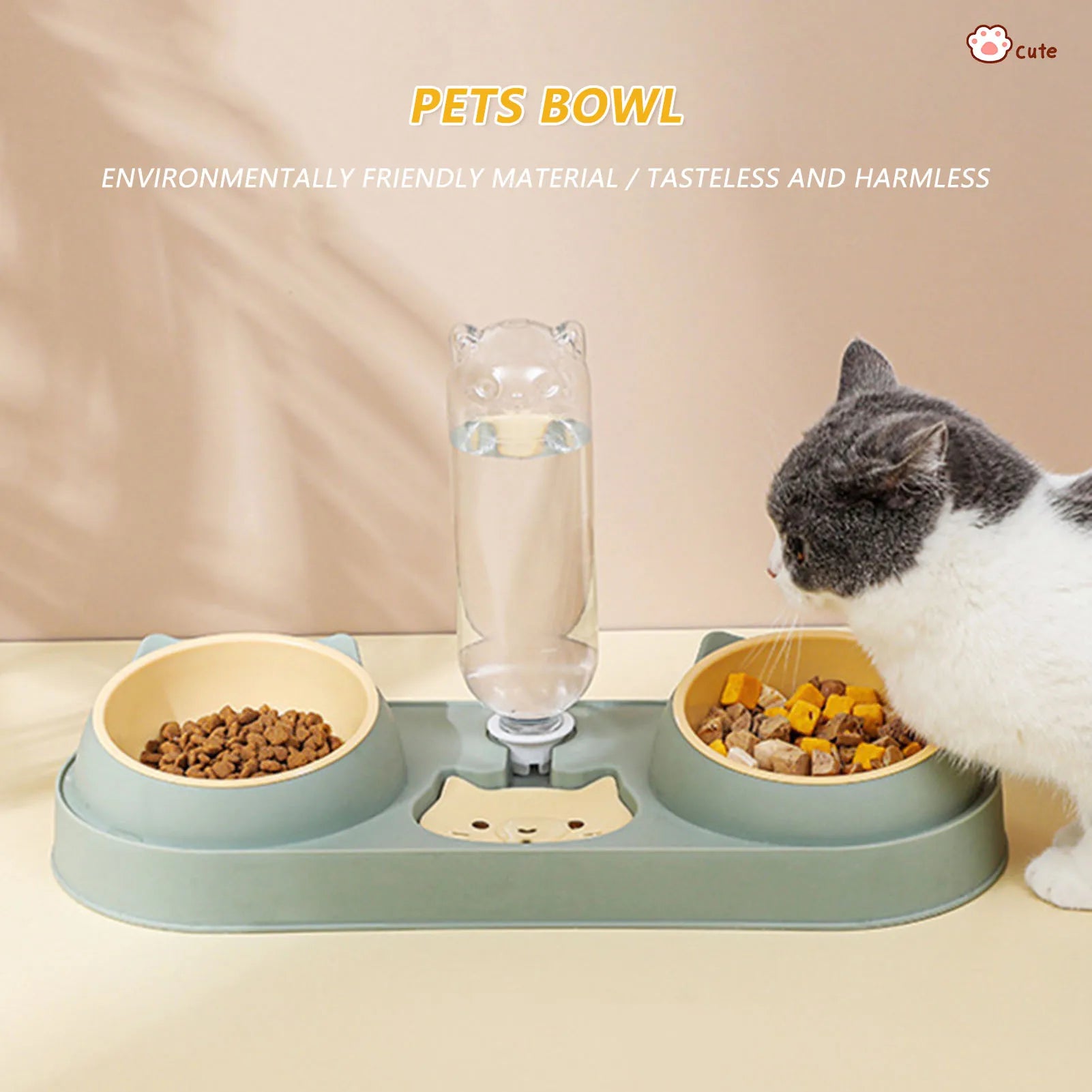 Automatic Pet Feeder & Water Fountain – Double Raised Bowls for Cats & Dogs