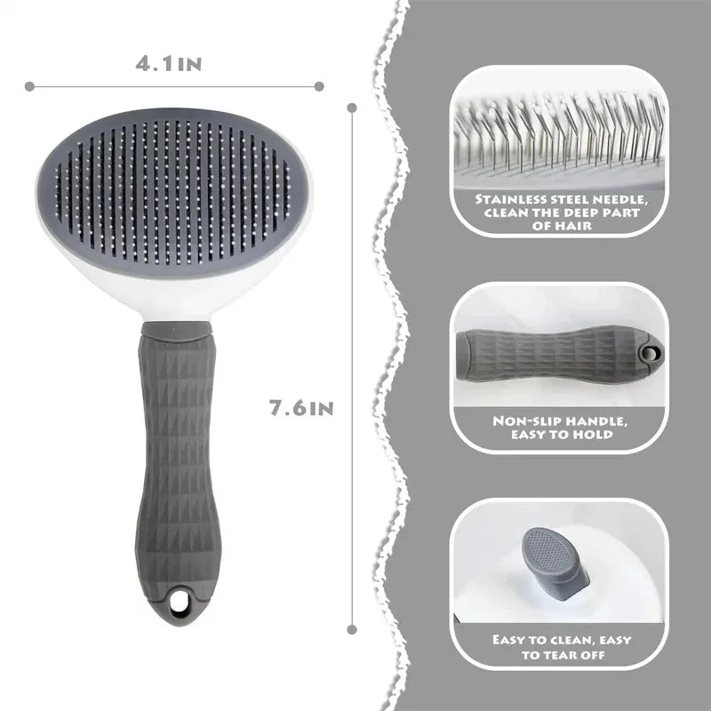 Self-Cleaning Slicker Brush – Pet Hair Removal Comb for Cats