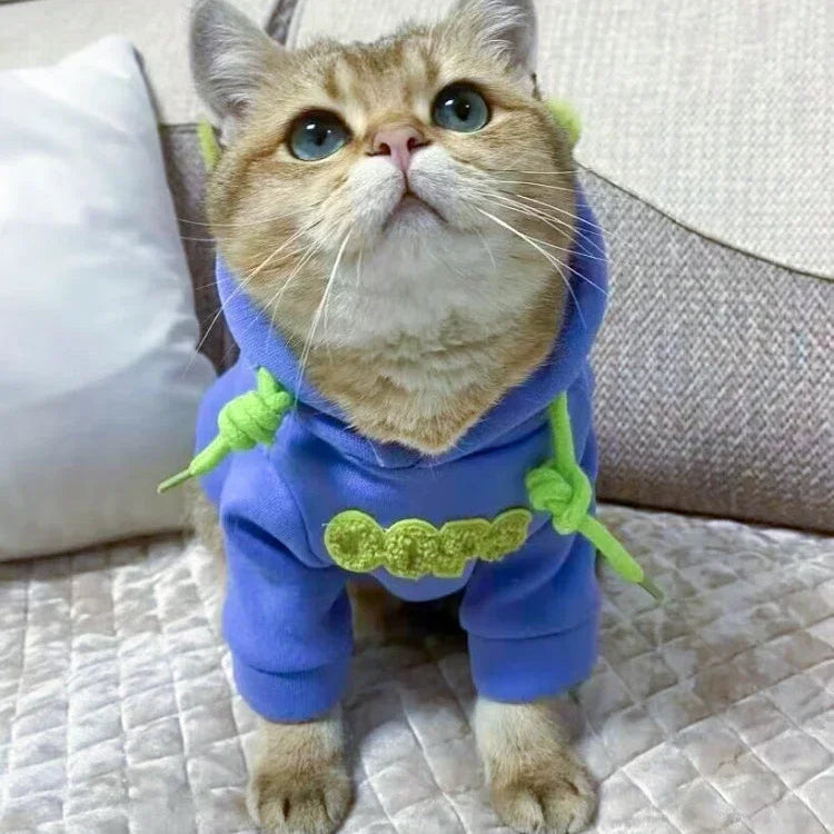 Autumn/Winter Pet Hoodie – Warm & Cute Clothes for Small Cats