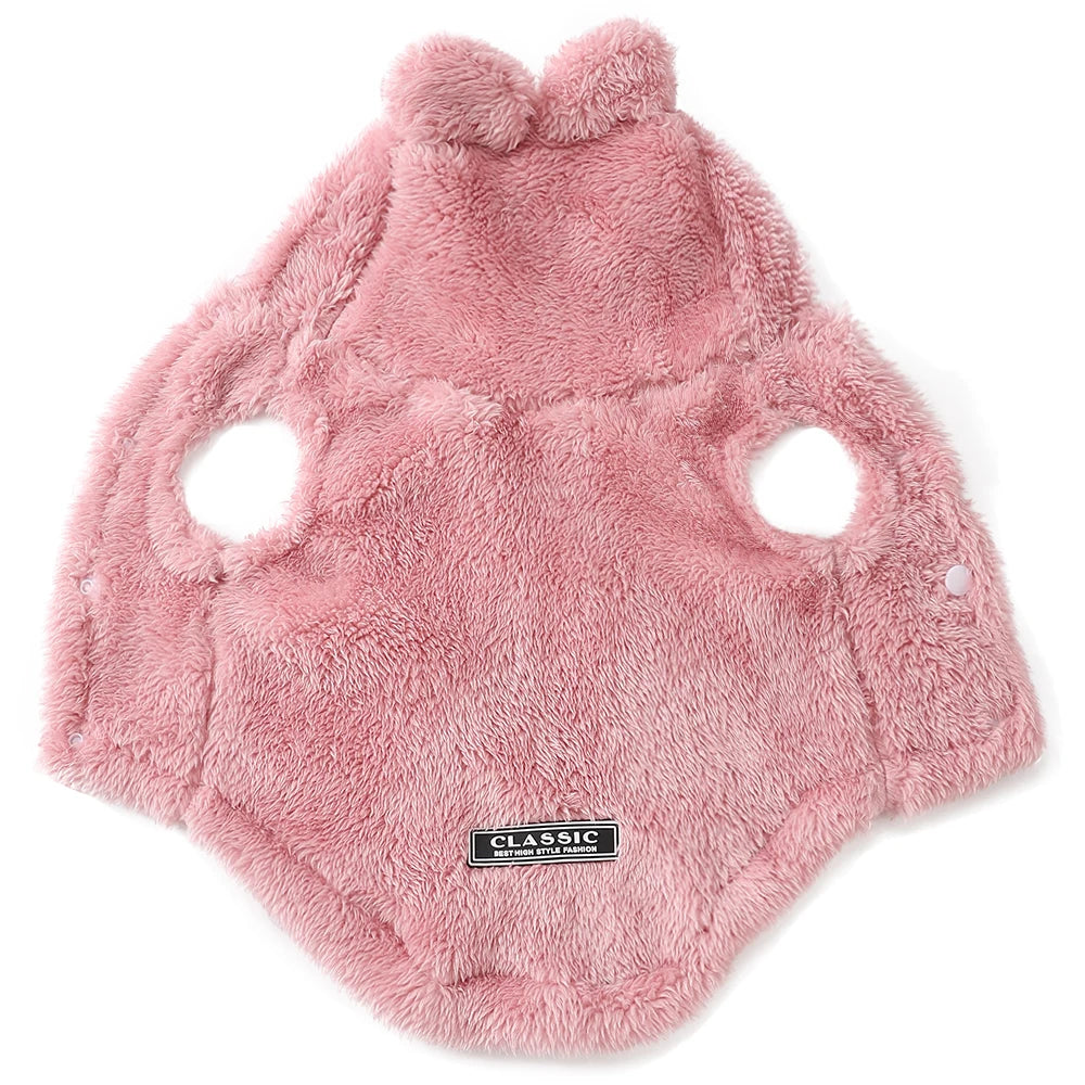 Fleece Winter Pet Hoodie – Cute Soft Clothes with Rabbit Ears for Small & Medium Cats