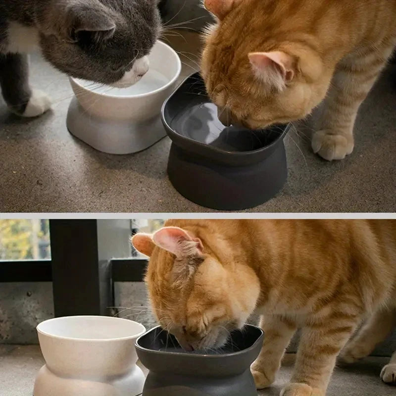 Classic Anti-Rollover Cat Bowl – Elevated Design with Wide Opening and Neck Protection