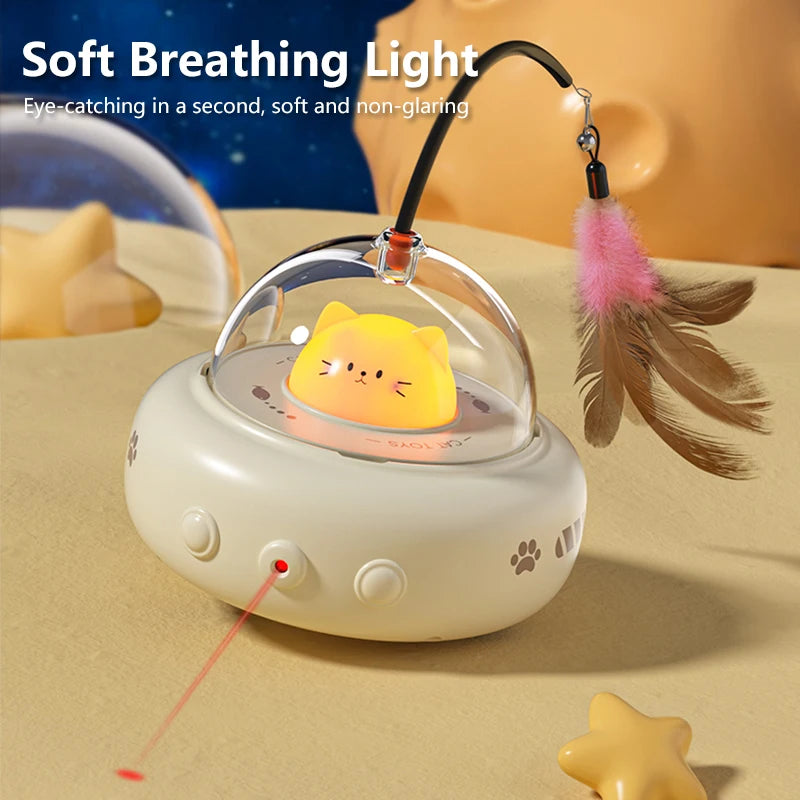 Electric Interactive Cat Toy – Rechargeable Feather Teaser Wand for Cats