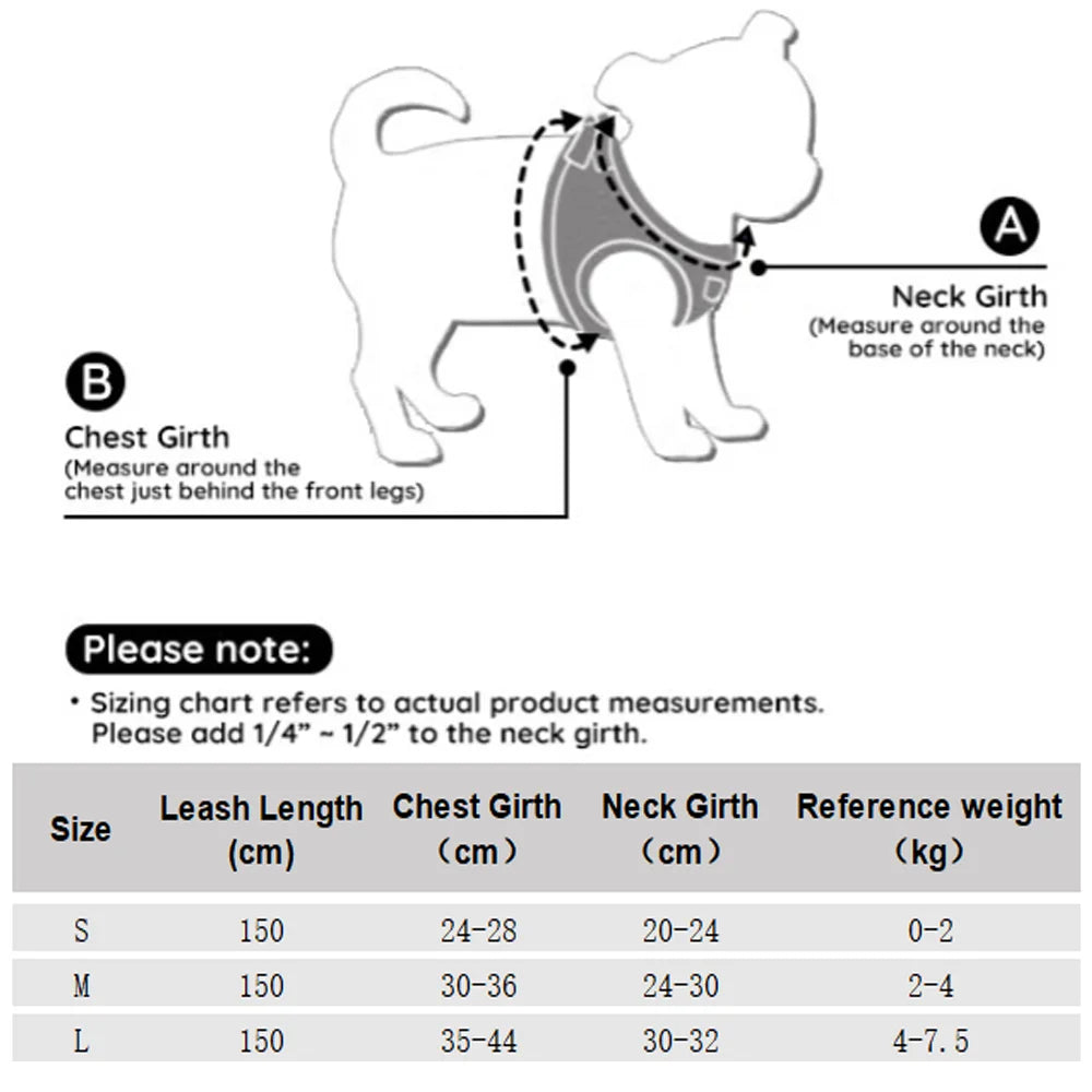 Reflective Pet Harness Set – Small Vest-Style Adjustable Harness with Leash for Cats at Night