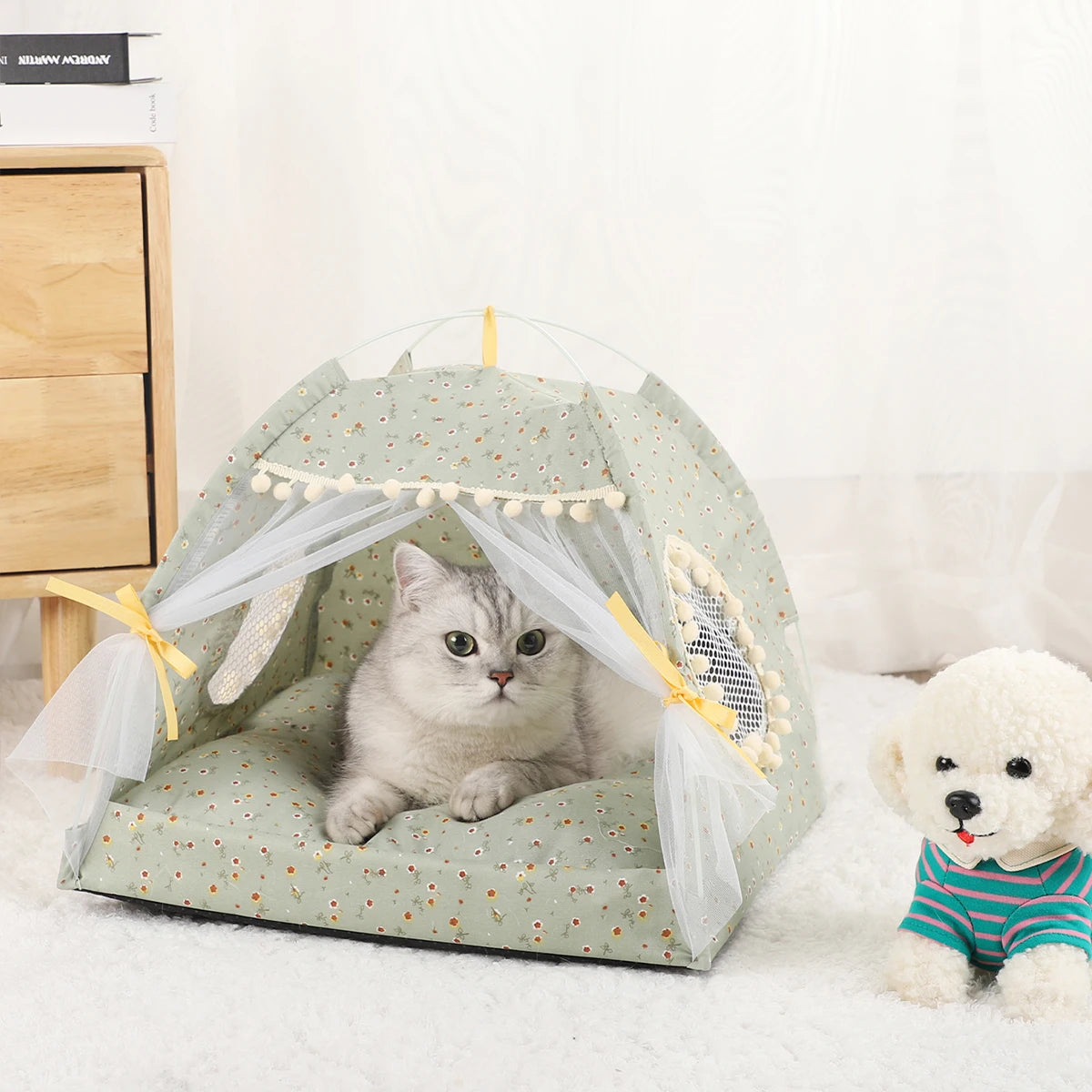 Pet Tent Bed – Warm Cat & Kitten House with Cushion, Sofa-Style Basket