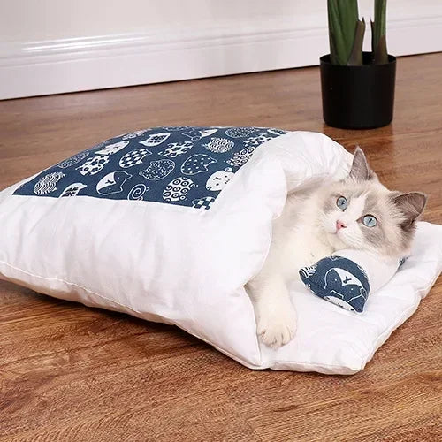 Kawaii Removable Cat Bed – Cozy Cave House for Adult Cats & Large Pets