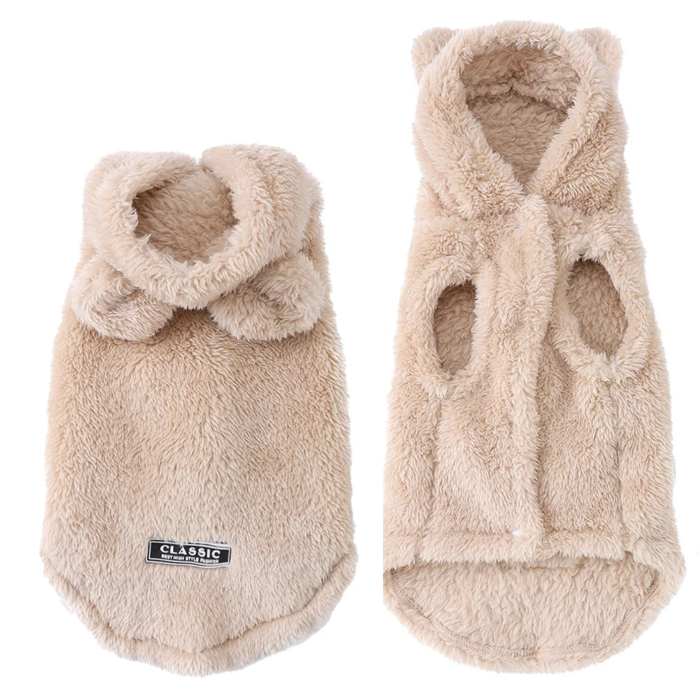 Fleece Winter Pet Hoodie – Cute Soft Clothes with Rabbit Ears for Small & Medium Cats