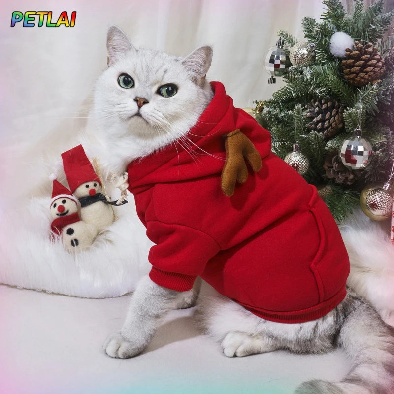 Halloween Pet Hoodie – Dinosaur Cosplay Fleece Sweater for Small Cats