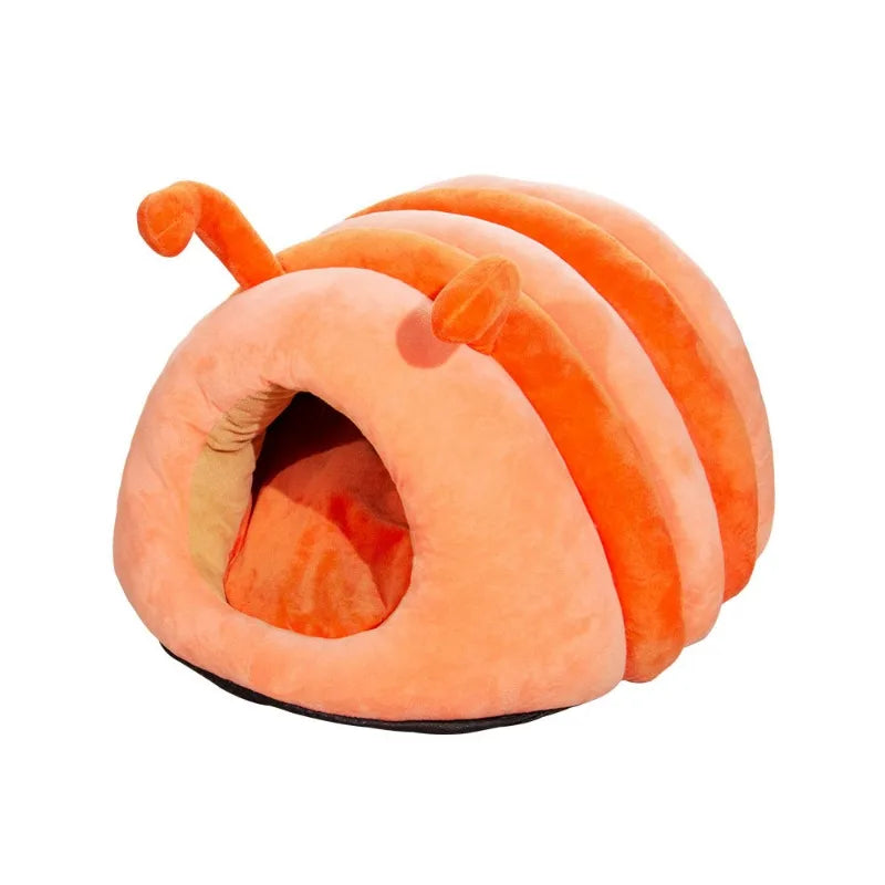 Cute Caterpillar Pet Bed – Warm Plush Foldable Cat  House, Soft and Washable