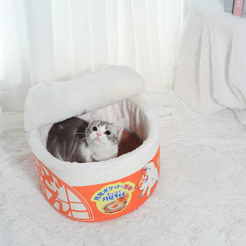 Noodle-Shaped Fleece Pet Bed – Warm, Breathable, Detachable Round Nest for Cat & Dog
