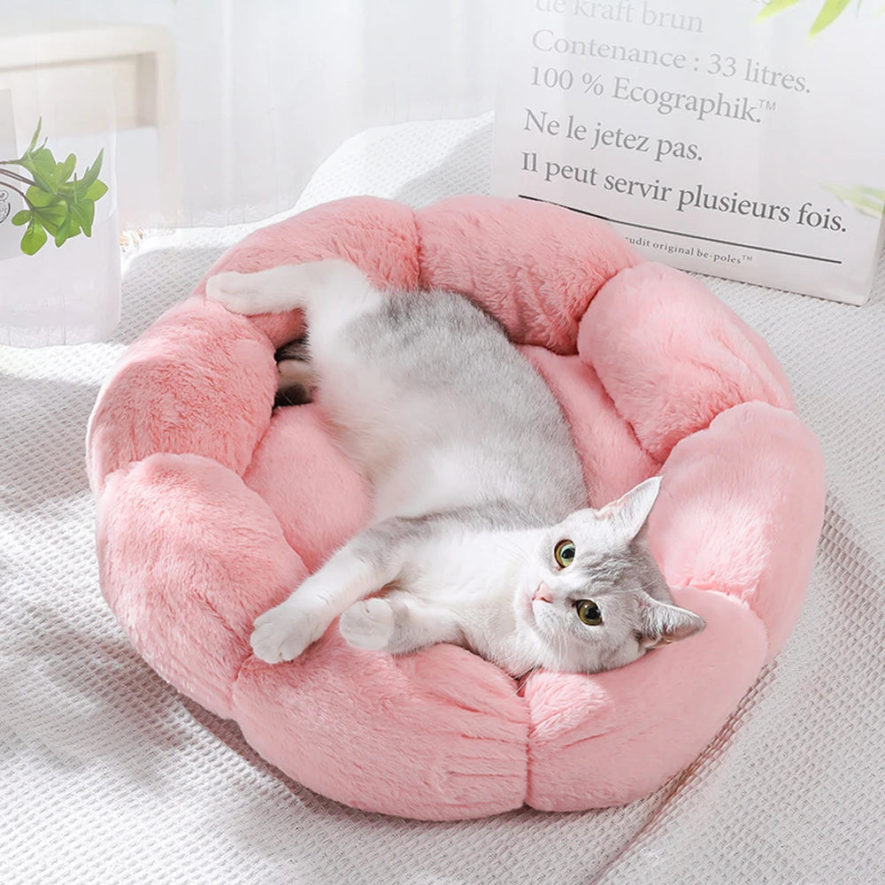 Flower Soft Pet Bed – Warm Winter Cushion for Cats Breathable & Thickened