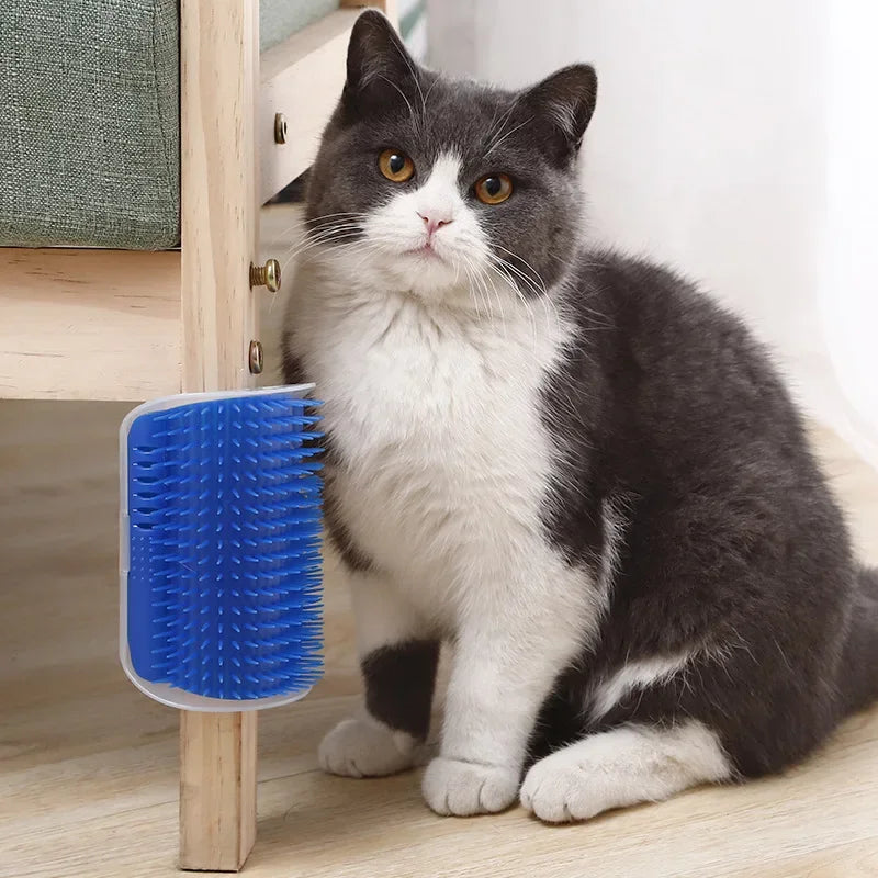 Cat Corner Grooming Brush – Self-Cleaning Hair Removal Comb with Catnip