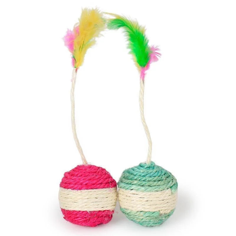 1PC Sisal Cat Scratching Ball – Interactive Feather Toy for Kittens