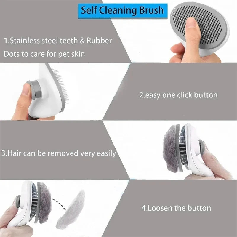 Self-Cleaning Slicker Brush – Pet Hair Removal Comb for Cats