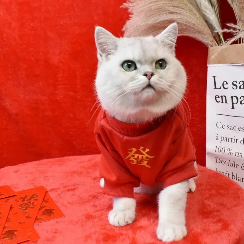 Chinese New Year Pet Hoodie – Winter Coat for Cats