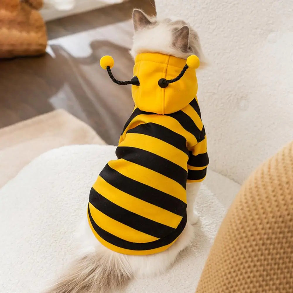 Bee Pet Hoodie – Winter Cosplay Outfit for Small & Medium Cats