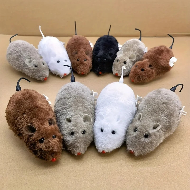 1/5PCS Plush Wind-Up Mouse Toy – Interactive Moving Animal Toy for Cats