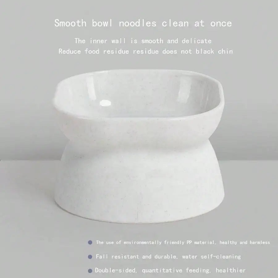 Classic Anti-Rollover Cat Bowl – Elevated Design with Wide Opening and Neck Protection