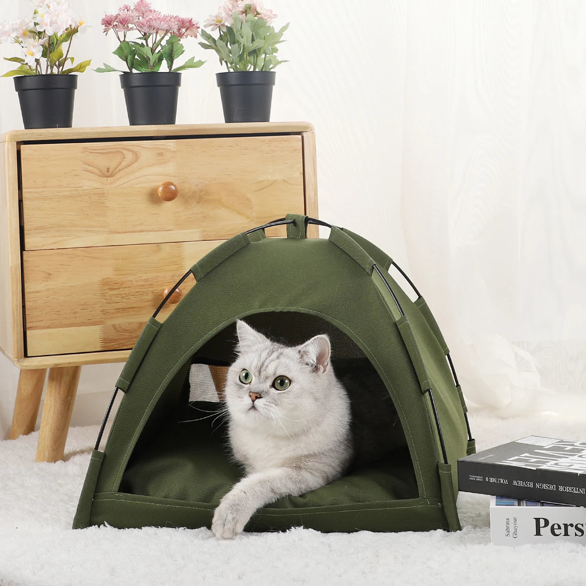 Pet Tent Bed – Warm Cat & Kitten House with Cushion, Sofa-Style Basket