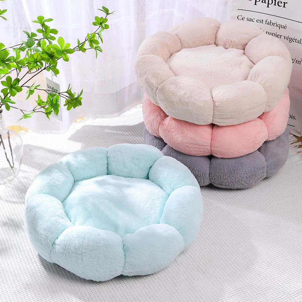 Flower Soft Pet Bed – Warm Winter Cushion for Cats Breathable & Thickened