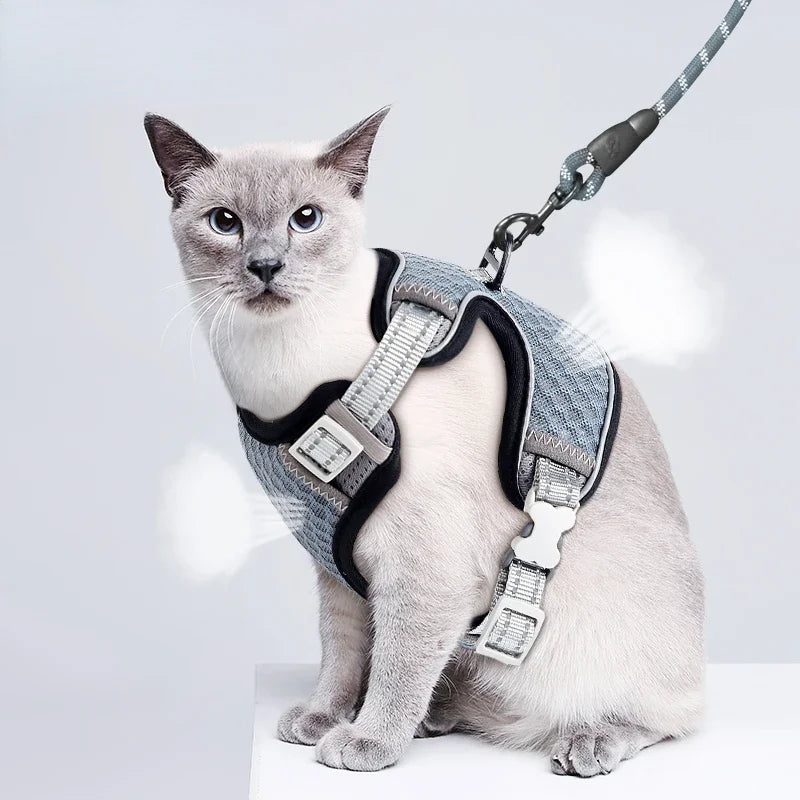 ATUBAN Adjustable Cat Harness & Leash – Escape-Proof, Reflective, Perfect for All Cat