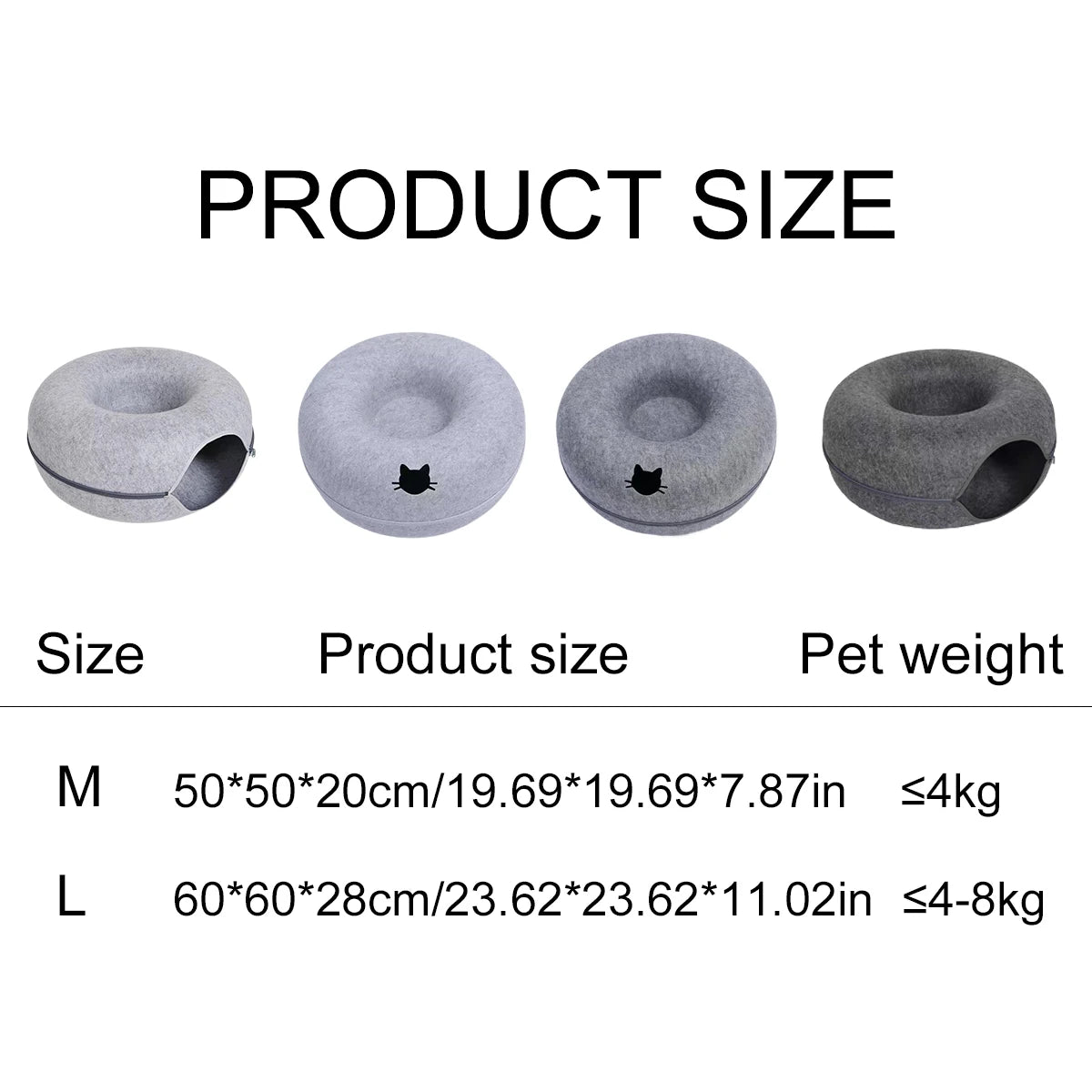 Felt Donut Cat Bed – 2-in-1 Hide & Play Tunnel for Cats