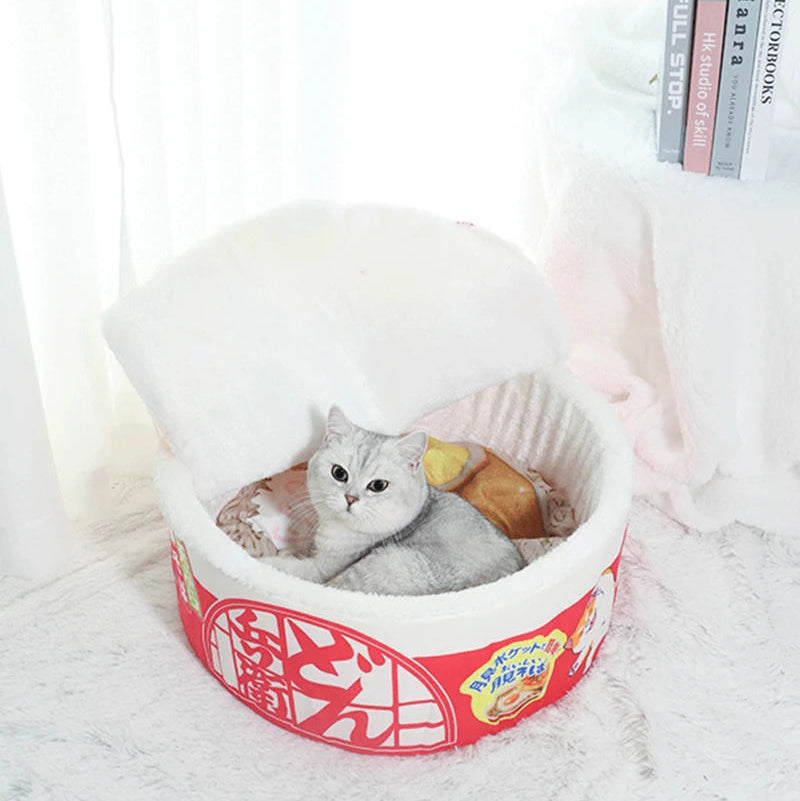 Noodle-Shaped Fleece Pet Bed – Warm, Breathable, Detachable Round Nest for Cat & Dog