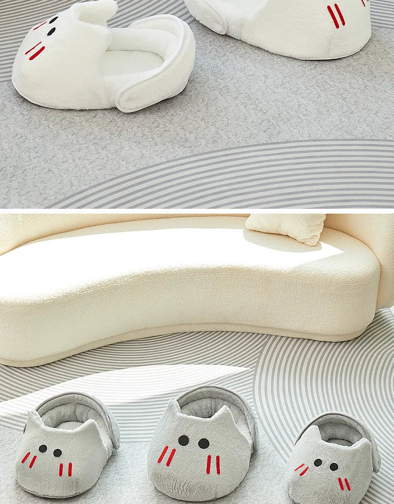 2025 Semi-Enclosed Pet Kennel – Winter Warm, All-Season Non-Slip Gray Bed for Cats