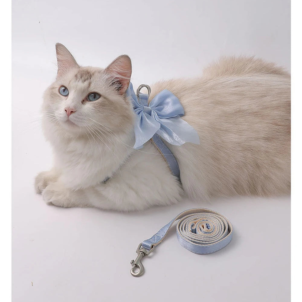 Bowknot Cat Harness – Cute Princess Dress-Style Harness with Leash for Kittens