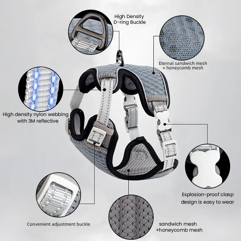 ATUBAN Adjustable Cat Harness & Leash – Escape-Proof, Reflective, Perfect for All Cat