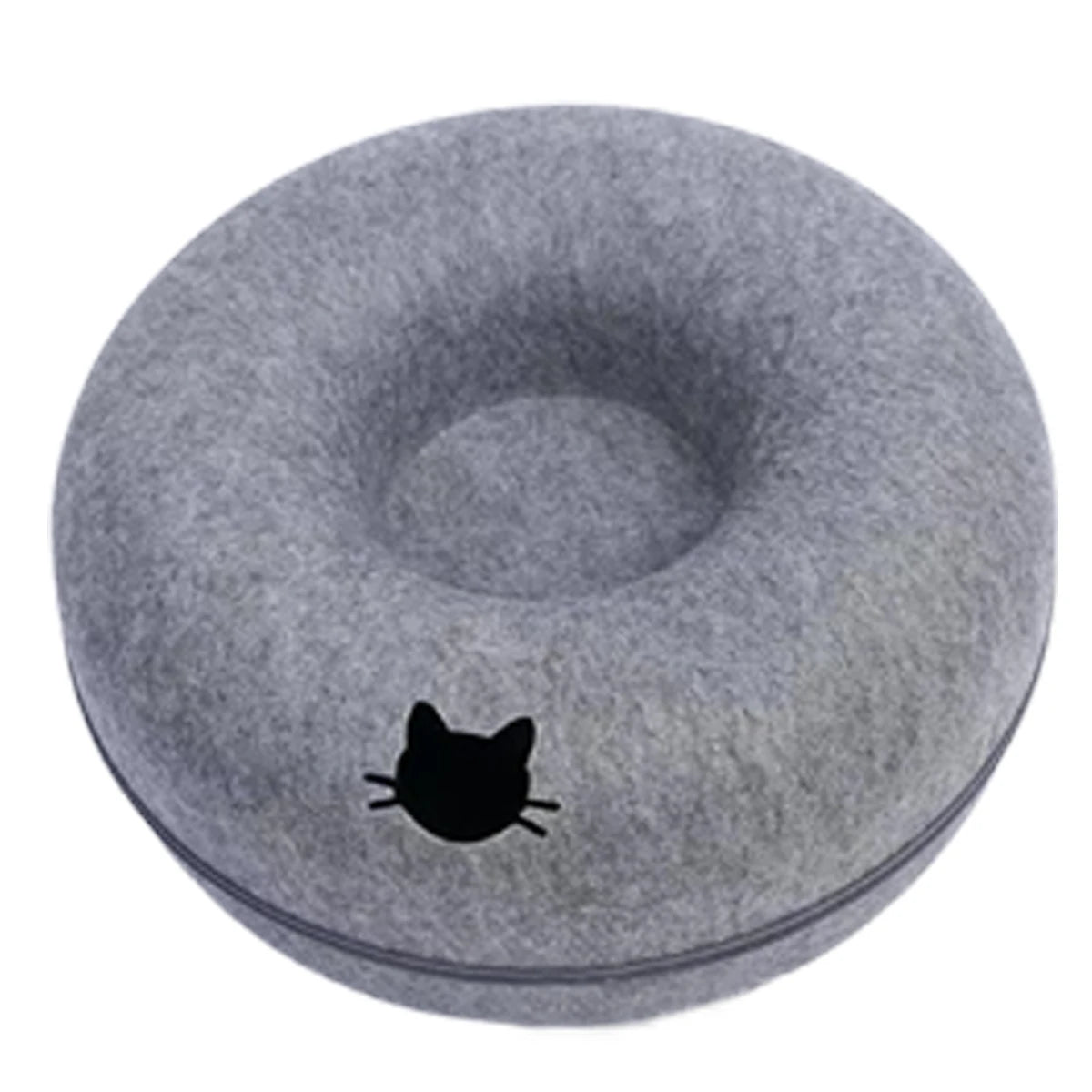 Felt Donut Cat Bed – 2-in-1 Hide & Play Tunnel for Cats